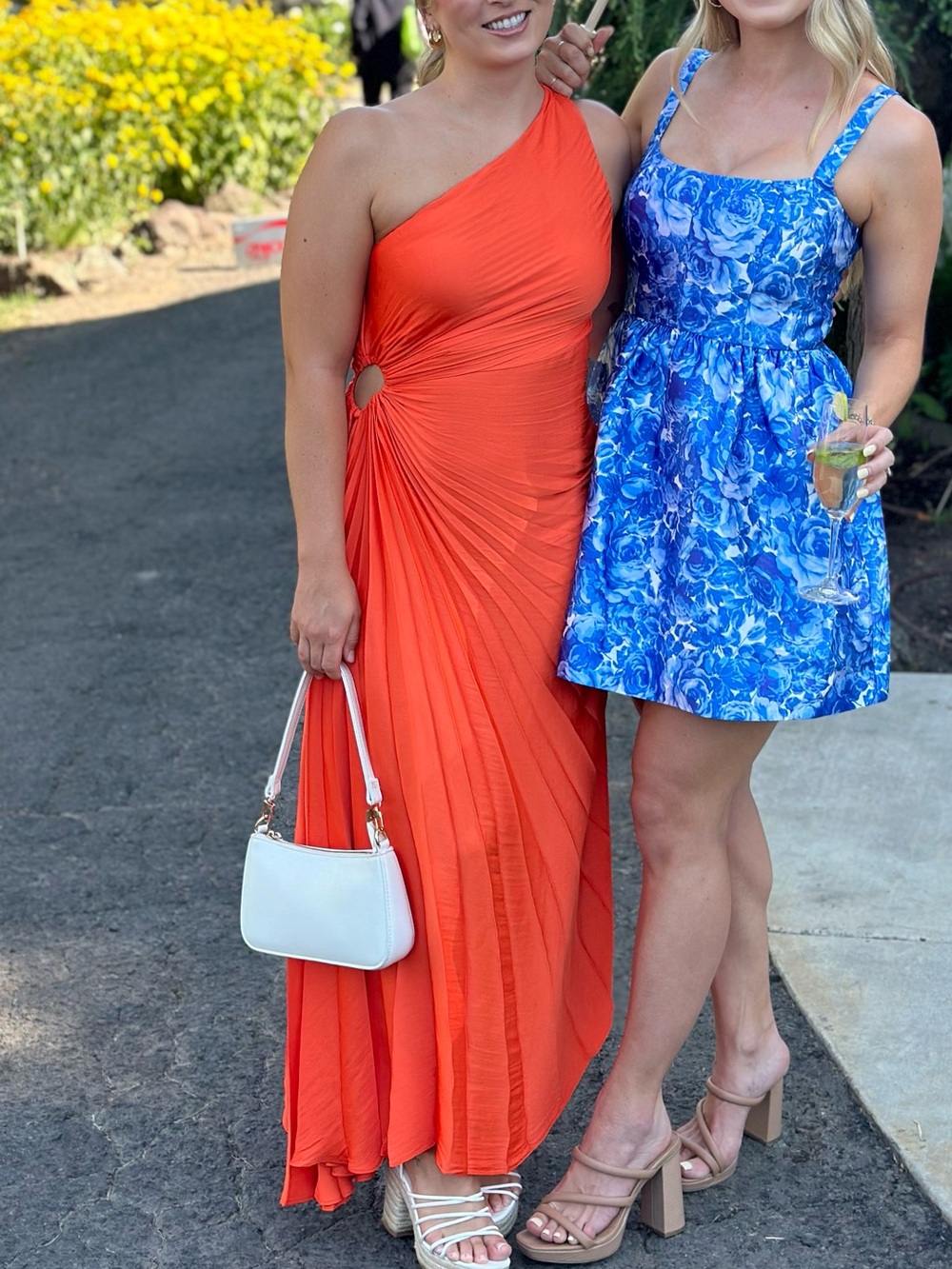 House of Harlow 1960 Orange One-Shoulder Pleated Wedding Dress